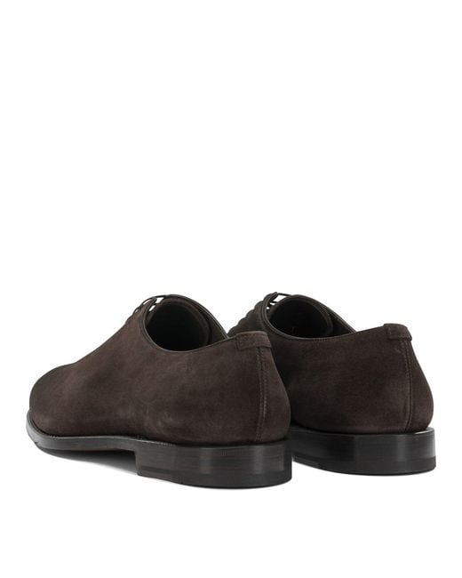 Ferragamo Brown Suede Leather Oxford for men