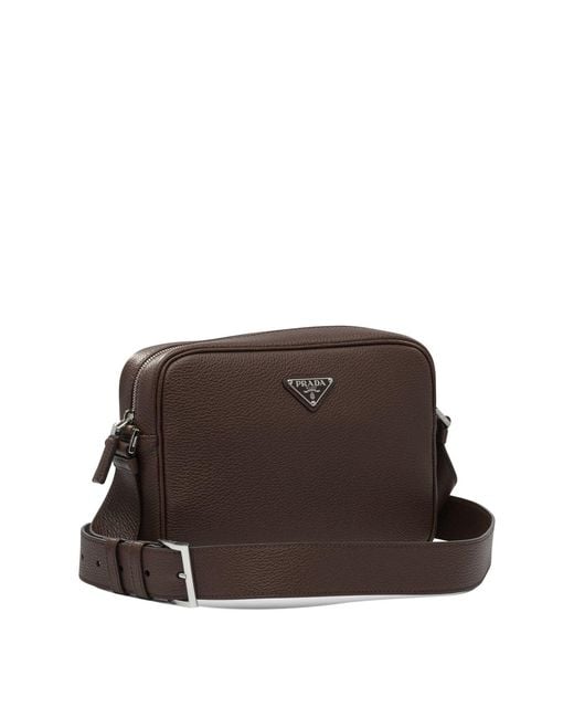 Prada Brown Leather Crossbody Bag for men