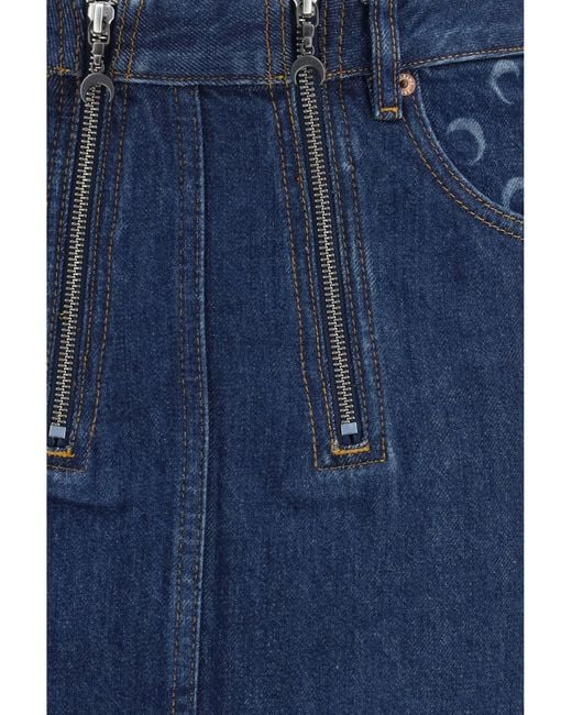 MARINE SERRE Blue Zipped Mini Skirt