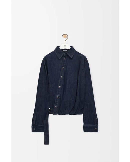 Women's Blue Draped Denim Skirt