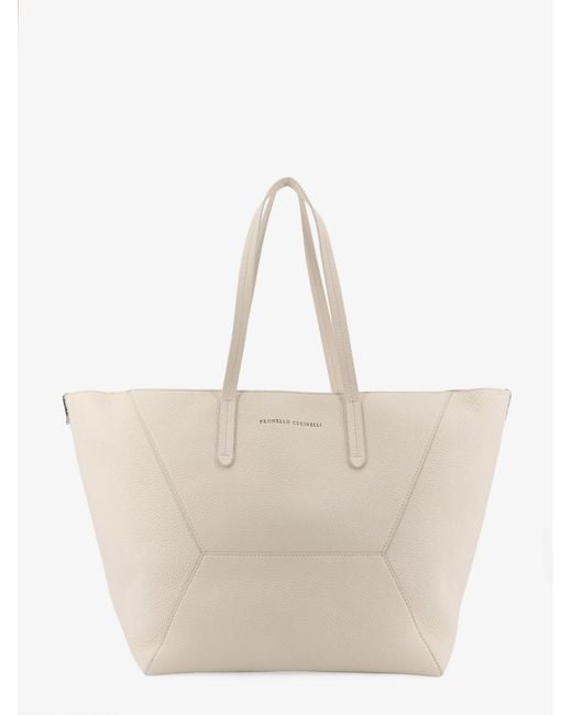Brunello Cucinelli Natural Bc Duo Hammered Leather Crossbody Bag
