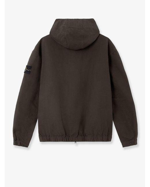 Stone Island Gray Hooded Organic Cotton Jacket for men