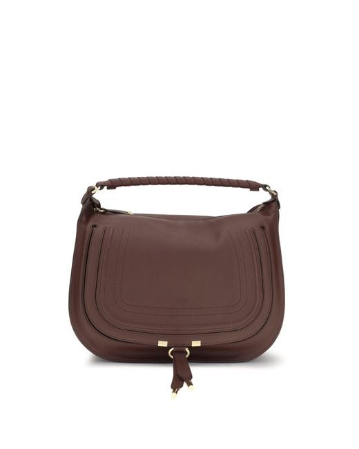 Chloé Brown Shoulder Bag Marcie Calfskin