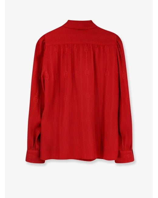 Gucci Red Silk Shirt With Bow