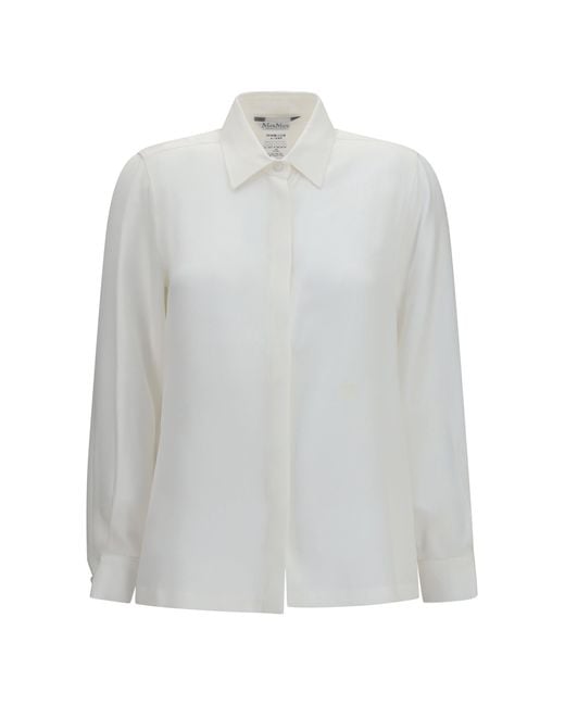 Max Mara White Geranio Crepe De Chine Shirt