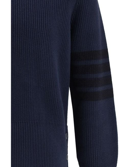 Thom Browne Blue Cotton Crewneck Sweater for men