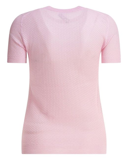 Miu Miu Pink Crew-Neck Sweater With Logo