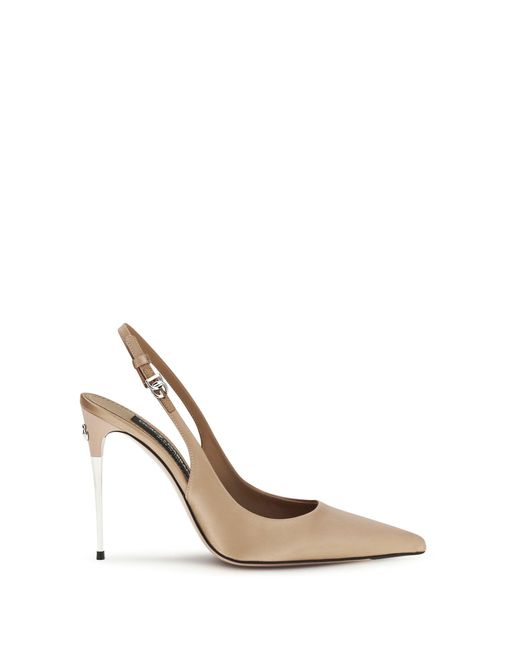 Dolce & Gabbana White Satin Slingback Pumps