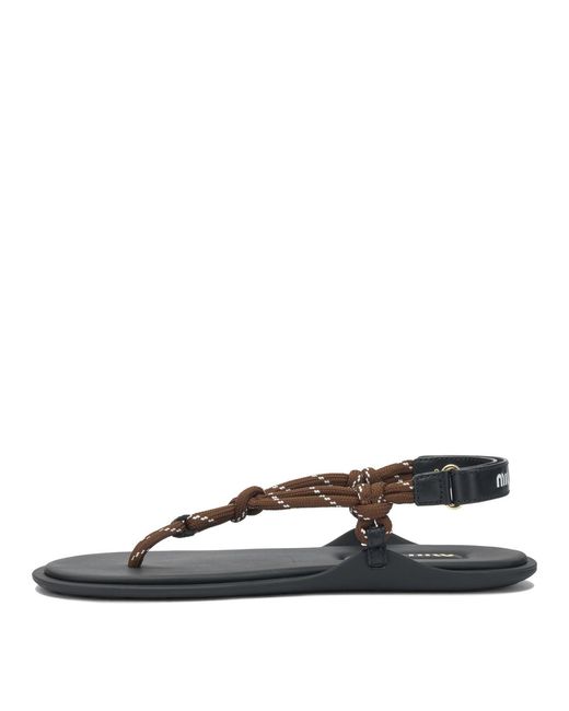 Miu Miu Brown "Rivière" Rope Sandals