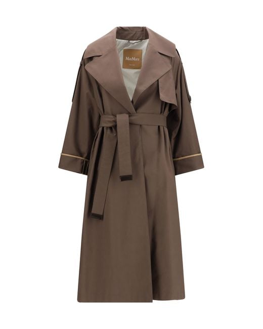 Max Mara Brown Cotton-Blend Twill Trench