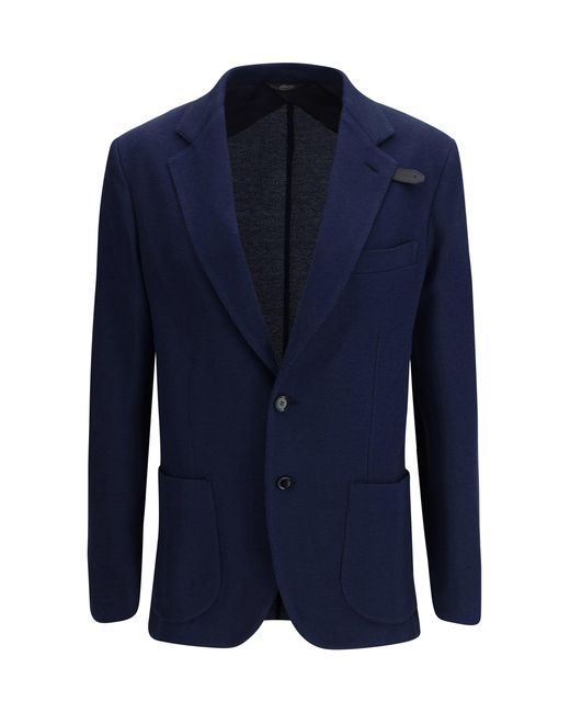 Brioni Blue Jersey Blazer for men