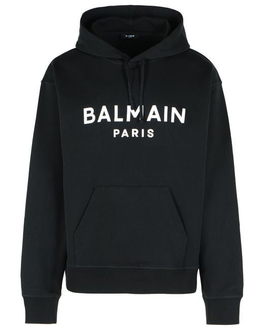 Balmain Black Cotton Sweatshirt for men