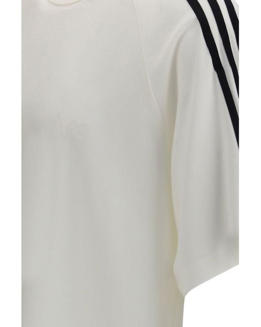 Y-3 Gray Short Sleeve 3-Stripes T-Shirt Cwhite for men
