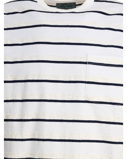 Beams Plus White Striped T-Shirt T-Shirts for men