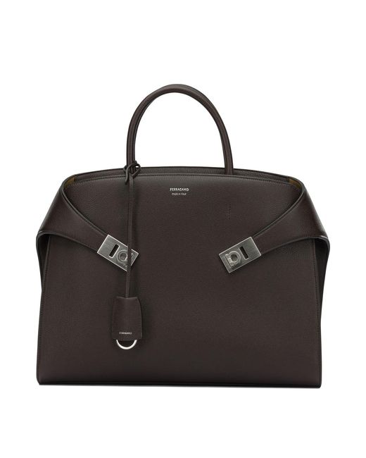 Ferragamo Black "Hug" Medium Handbag for men