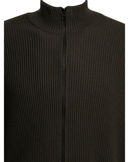 Stone Island Black Full Rib Zip-Up Sweater for men