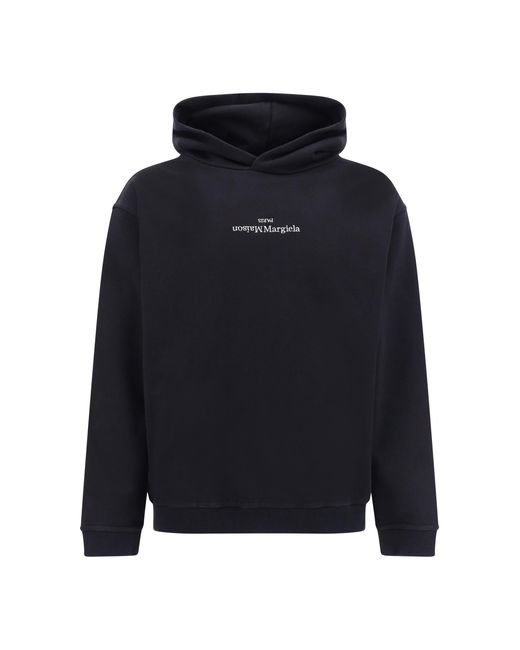 Margiela Blue Cotton Hooded Sweatshirt for men