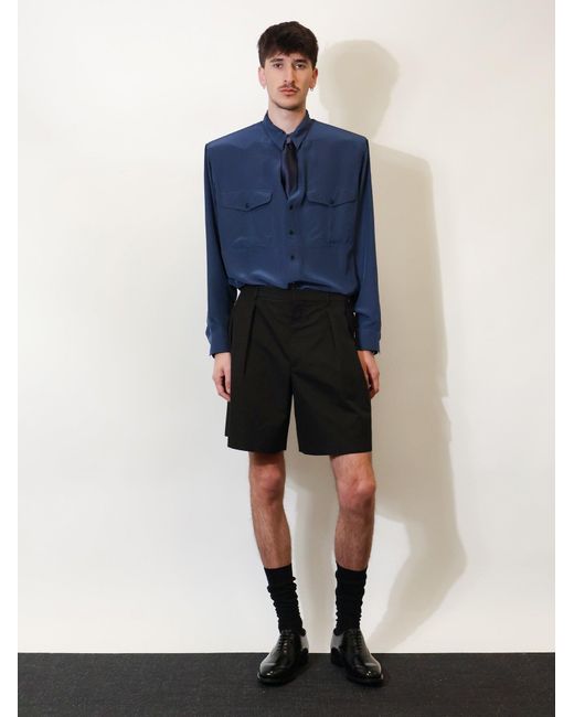 Saint Laurent Black Solid Shorts for men