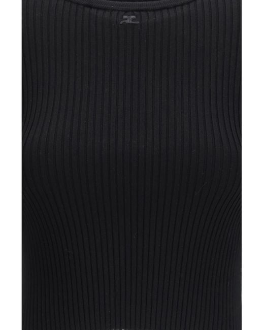Courreges Black Crop Top Ribbed