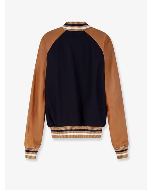 DSquared² Blue D2 Varsity Wool And Leather Bomber for men