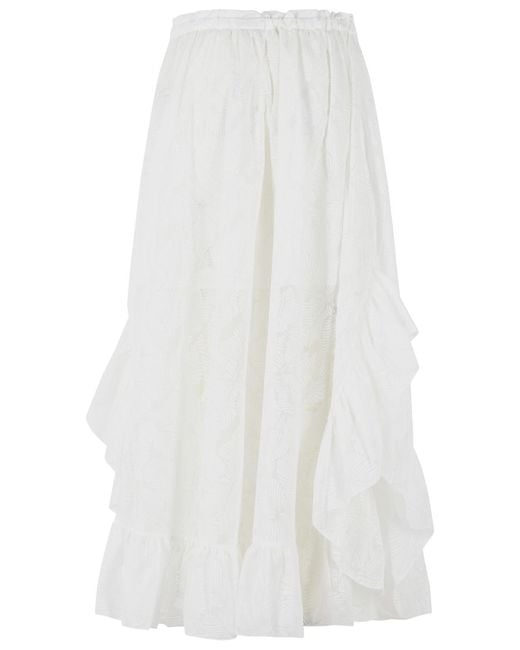 Zimmermann White 'Daylight' Long Skirt