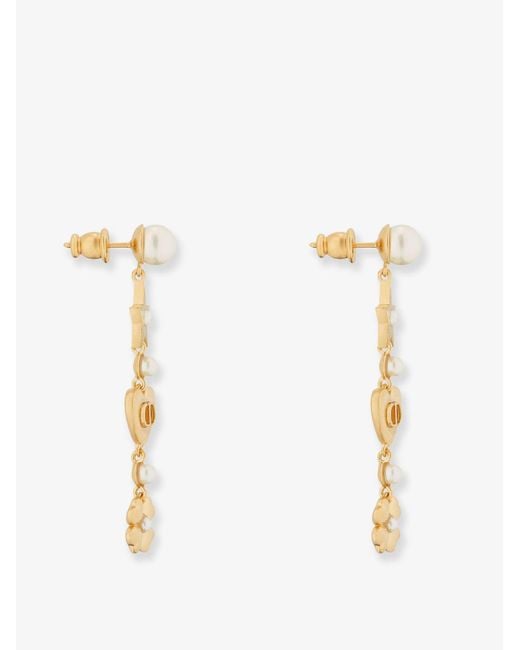 Dior White Dior Lucky Dior Metal Earrings With Golden Finish