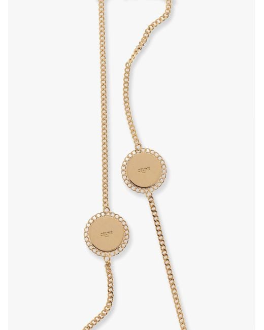 Céline White Medaille Sautoir Metal Necklace