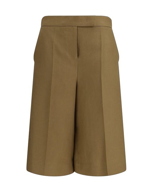 Women's Green Linen Bermuda Shorts