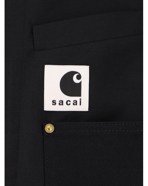 SACAI X CARHARTT WIP Black Jacket With Double Logo Patch for men