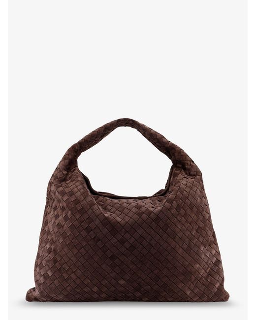 Bottega Veneta Brown Hop Suede Shoulder Bag With Intrecciato Motif