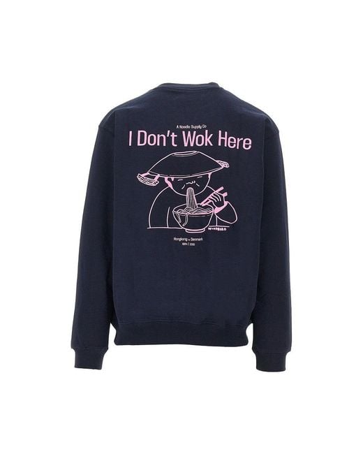 Woodbird Blue Wbcane Wok Crewneck Sweatshirt for men