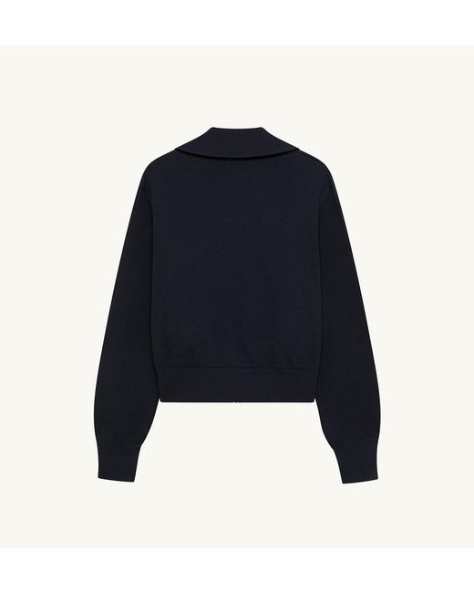 Autry Blue Viscose Knit Zippered Sweatshirt