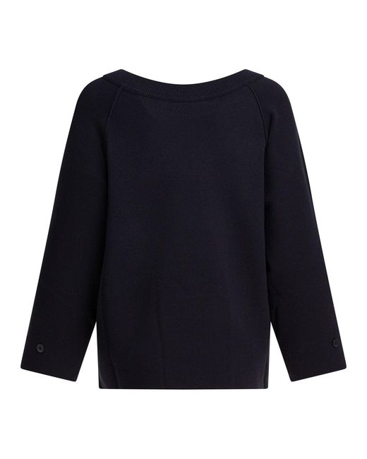 Max Mara Pure Blue Viscose And Wool Over Sweater Knitwear
