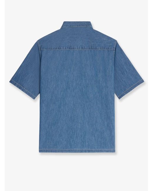 Céline Blue Cotton Shirt With Triomphe Detail for men