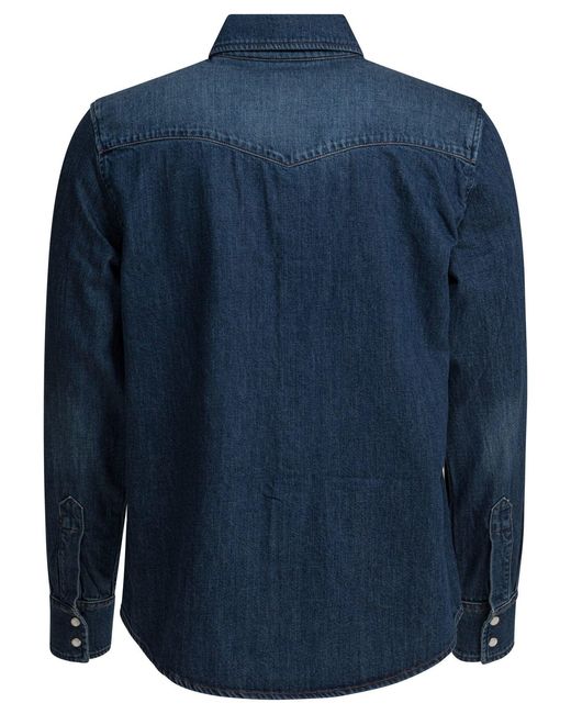 A.P.C. Blue Western Denim Shirt for men