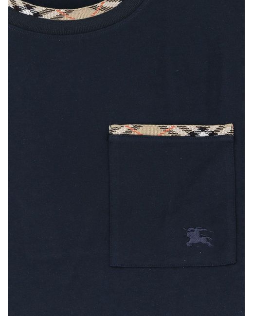 Burberry Blue Cotton T-Shirt for men