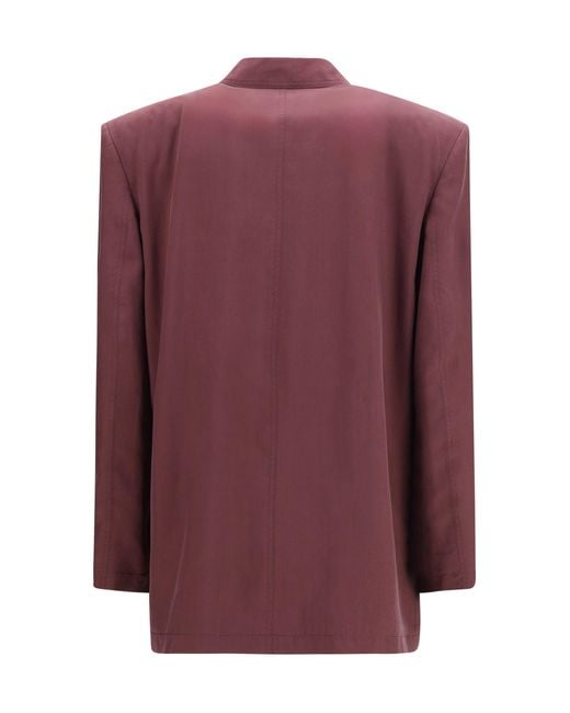 Saint Laurent Purple Double-Breasted Fluid Silk Blazer