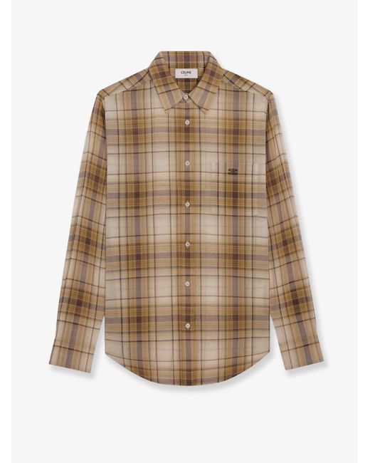 Céline Natural Checked Cotton Shirt for men