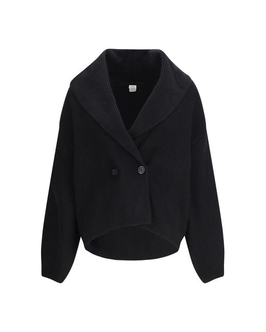 Totême Black Shawl-Lapel Cardigan