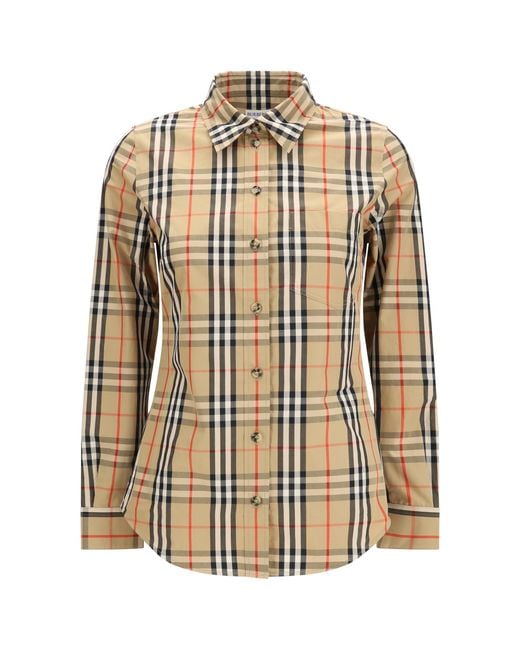 Burberry Metallic Stretch Cotton Check Shirt