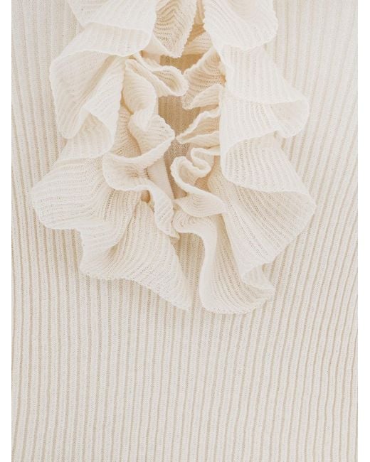 Nude White Sweater Ribbed Cotton-Blend
