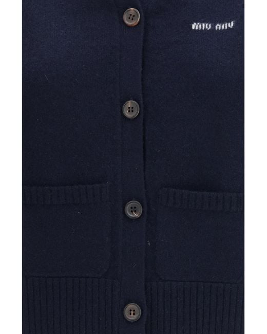 Miu Miu Blue Cashmere Cardigan Vest