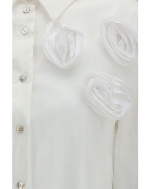 Ella White Shirt With Appliqué Roses