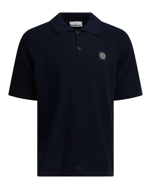 Stone Island Blue Cotton Short Sleeves Polo Shirt for men