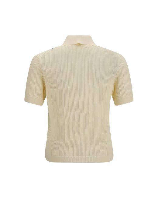 Versace White Jacquard Cotton Knit Polo for men