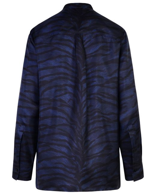 Stella McCartney Blue Tiger Print And Silk Shirt