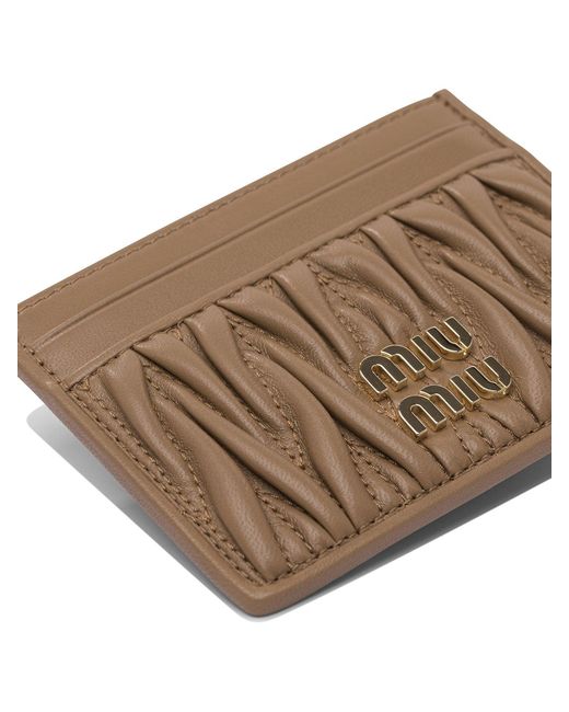 Miu Miu Brown Matelassé Nappa Leather Card Holders
