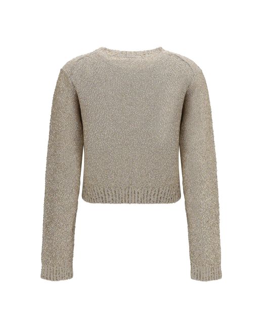 Brunello Cucinelli Natural Long-Sleeve Sequin Sweater