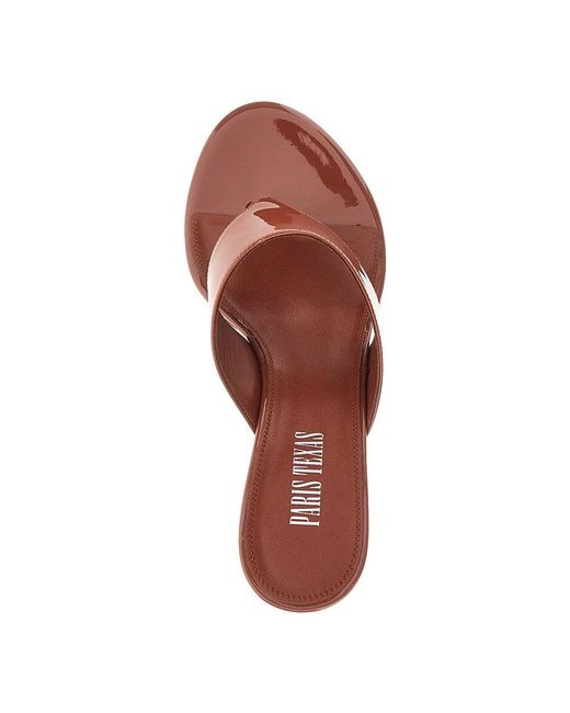 Paris Texas Brown 'Lidia' Patent-Leather Thong Mules