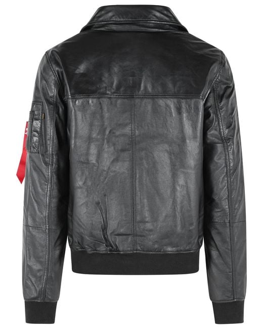 Alpha Industries Gray Cwu Leather Jacket for men
